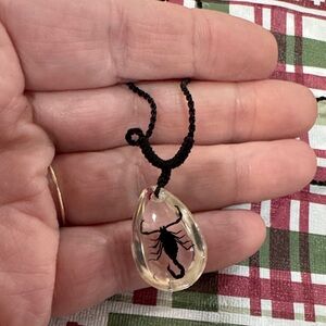 Black Teardrop Scorpion Pendant by Black